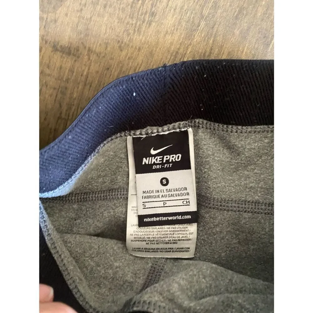 Nike Silver-Gray Pro Leggings with Black Waistband